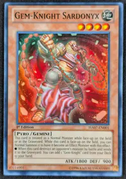 Gem Knight Sardonyx 1996 1st Edition Super Rare Holo Yugioh HA07-EN001 (NM) - Image 1