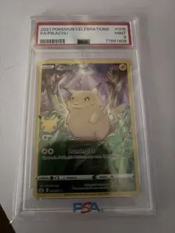 PSA 9 Mint Pikachu 005/025 2021 Celebrations Full Art Holo English Pokemon Card - Image 1