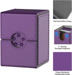 Purple Deck Box for MTG Cards, Trading Card Storage Box with 2 Dividers per Hold - Image 3