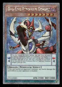 Yugioh Odd-Eyes Pendulum Dragon CT12-EN001 Platinum Secret Rare Promo NM - Image 1