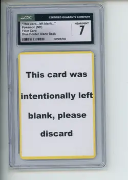 Pokemon Blue Border Blank Back Filler Card ERROR This Card...Left Blank... CGC 7 - Image 1