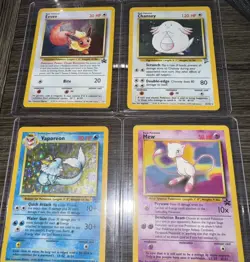 Holo Pokemon Vintage Card Lot (Eevee, Chansey, Vaporeon, Mew Non Holo Promo) - Image 2
