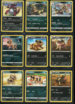 Pokemon TCG 9x Krookodile Lot Krokorok Sandile Black White Collection Set Cards - Image 1