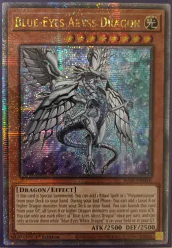 YuGiOh Blue-Eyes Abyss Dragon Quarter Century Secret Rare 1st Edition RA01-EN016 - Image 1