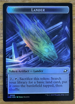 MTG Edge of Eternities Token, Lander / Human Solider - Foil - Image 1