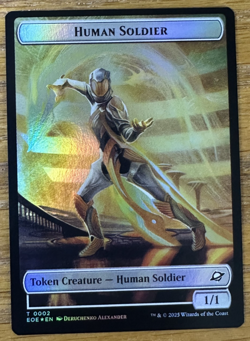 MTG Edge of Eternities Token, Lander / Human Solider - Foil - Image 2