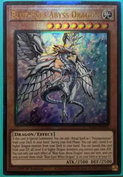 YuGiOh Blue-Eyes Abyss Dragon Ultimate Rare 1st Edition RA01-EN016 - Image 1