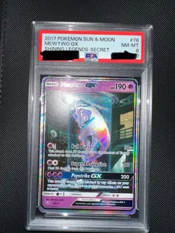 2017 POKEMON SUN & MOON SHINING LEGENDS SECRET #78 MEWTWO GX PSA 8 - Image 1