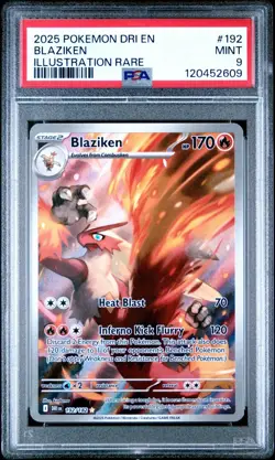 2025 Pokemon Destined Rivals PSA 9 Illustration Rare Blaziken #192 - Image 1