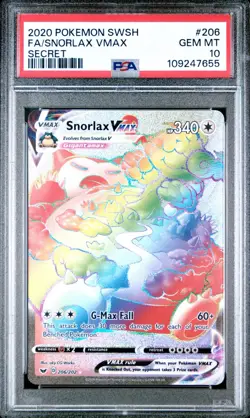 Pokemon Snorlax VMAX 206/202 Sword & Shield Secret Rainbow Holo GEM MINT PSA 10 - Image 1