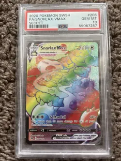 Pokemon Snorlax VMAX 206/202 Sword & Shield Secret Rainbow Holo GEM MINT PSA 10 - Image 3