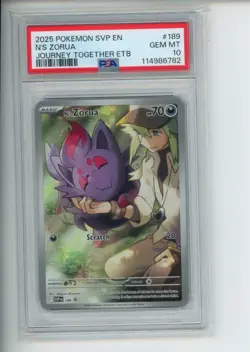 2025 Pokemon Journey Together ETB N's Zorua 189 Black Star Promo PSA 10 GEM - Image 1