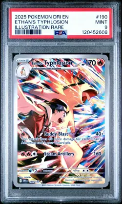 2025 POKEMON DRI EN-DESTINED RIVALS ILLUSTRATION RARE ETHAN'S TYPHLOSION PSA 9 - Image 1