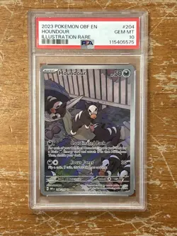 2023 Pokemon Obsidian Flames Houndour Illustration Rare #204 PSA 10 Gem Mint - Image 1