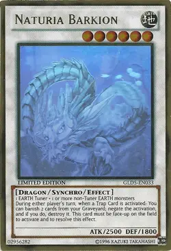 Yugioh! Naturia Barkion Limited Edition Ghost Gold GLD5-EN033 1st NM - Image 1