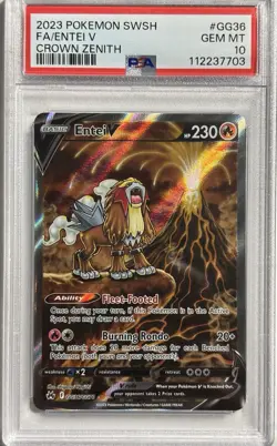 PSA 10 Entei V GG36/GG70 - Crown Zenith Galarian Gallery Holo Pokemon Card - Image 1