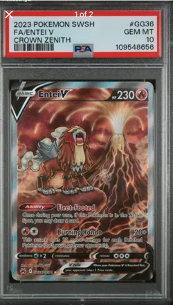 PSA 10 Entei V GG36/GG70 - Crown Zenith Galarian Gallery Holo Pokemon Card - Image 1