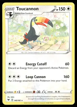 2020 Vivid Voltage Set Pokemon Card 145 Toucannon NM - Image 1
