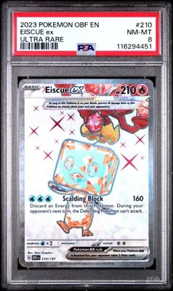 2023 POKEMON OBF EN OBSIDIAN FLAMES ULTRA RARE #210 EISCUE EX PSA 8 - Image 1