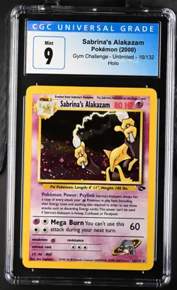 CGC 9 Pokemon Sabrina's Alakazam 16/132 Gym Challenge Unlimited Holo Rare psa - Image 1