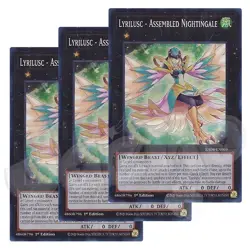 Yugioh Lyrilusc Assembled Nightingale x 3 1st Edition Super Rare NM - Free Holo - Image 1