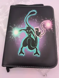 Pokemon Binder With 50 Card Sleeves Zip Closure Mewtwo Mew Storage Book New - Image 1
