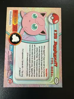JIGGLYPUFF #39 Pokemon Card Blue Logo Topps TV Animation Edition 1999 - Image 2