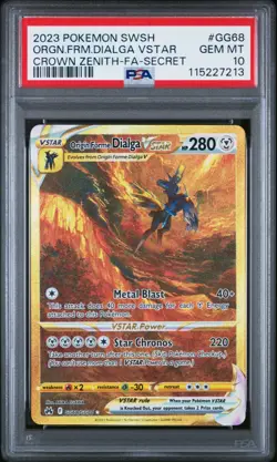 PSA 10 Pokemon Origin Forme Dialga VSTAR GG68 Crown Zenith Gold Secret Rare - Image 1