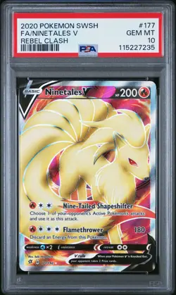 PSA 10 Pokemon Ninetales V 177/192 Rebel Clash Ultra Rare Full Art Holo - Image 1