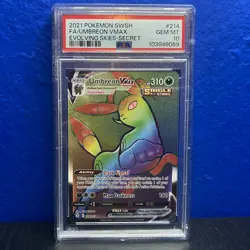 PSA 10 Pokemon Umbreon VMAX 214/203 Evolving Skies Rainbow Secret Rare Holo - Image 1