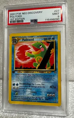 2001 Pokemon NEO DISCOVERY 1st edition POLITOED #27/75 PSA 9 MINT - Image 1