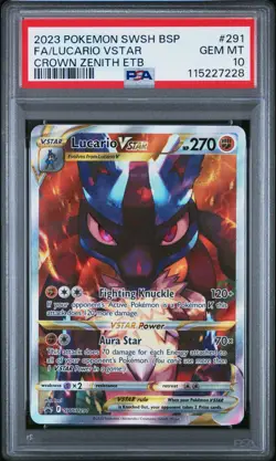 PSA 10 Pokemon Lucario VSTAR SWSH291 Crown Zenith ETB Holo Black Star Promo - Image 1