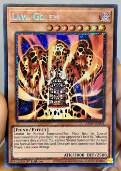 Yugioh Lava Golem RA01-EN001 Platinum Secret Rare 1st Ed NM w/Tracking - Image 1