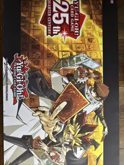 YUGIOH KONAMI OFFICIAL YUGI AND KAIBA QUARTER CENTURY PLAYMAT (GAME MAT) (NEW) - Image 1