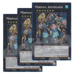 Yugioh - Mermail Abyssgaios x 3 - 1st Edition Super Rare NM - Free Holo Card - Image 1