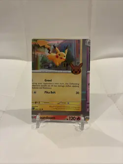 NFC Pikachu & Houndoom Trick Or Trade 2-in-1 Most Error Holo Pokemon Card - Image 1
