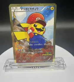 Pikachu Mario Japanese Pokemon Promo Gold Metal Card Collector's Edition - Image 1