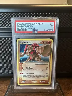 Regirock Gold Star EX Legend Maker Ultra Rare Holo Card #91 PSA 1 - Image 1