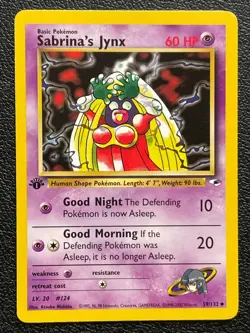 POKEMON SABRINA'S JYNX 1st EDITION #59/132 NM UNCOMMON GYM'S HEROES CARD - Image 1
