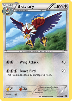 POKEMON BW Emerging Powers: HOLO RARE - BRAVIARY 88/98 LP-MP - Image 1