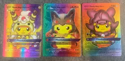 Pokemon Pikachu Cosplay Fan Art Gold Foil Cards (3) - Image 1