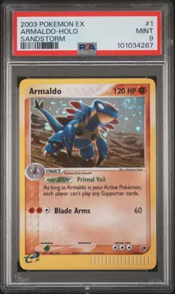 2003 POKEMON EX SANDSTORM #1 ARMALDO-HOLO PSA 9 - Image 1