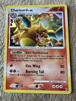 2009 Pokemon TCG Charizard Platinum Arceus CRACKED ICE Holo Card 1/99 - Image 1