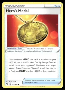 2020 Vivid Voltage Set Pokemon Card 152 Hero's Medal NM - Image 1