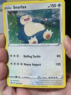 POKEMON SNORLAX #SWSH032 BLACK PROMO STAR COSMOS HOLO SWIRL CARD SEE PICS - Image 1