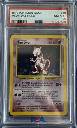 1999 Pokemon Unlimited Base Set Mewtwo PSA 8.5 NM-MT+ Low Pop Rare! - Image 1