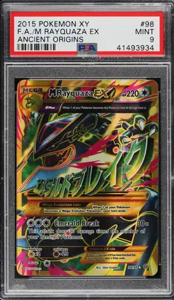 Pokemon M Rayquaza EX 98/98 PSA 9 Mint XY Ancient Origins Shiny Full Art 2015 - Image 1