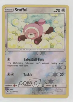 Stufful Reverse Foil Pokemon Sun & Moon Burning Shadows #110 1l78 - Image 1
