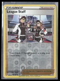 2020 Vivid Voltage Set Pokemon Card 153 League Staff Reverse Foil NM - Image 1