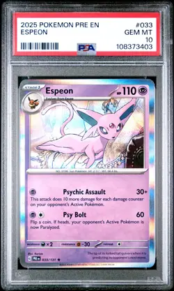 2025 POKEMON PRE EN-PRISMATIC EVOLUTIONS #033 ESPEON PSA 10 - Image 1